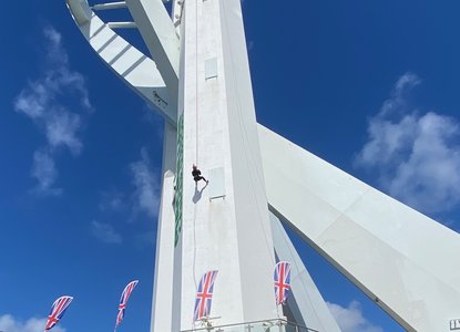 Sam abseiling