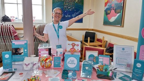 Katy with her Endo Buddies stall