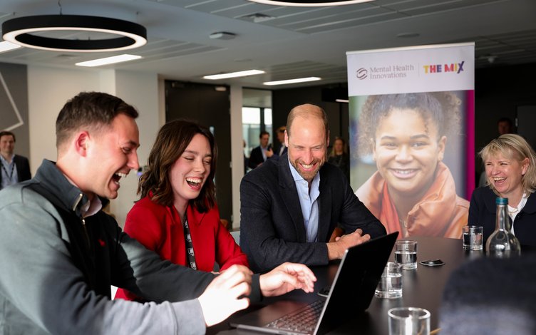 HRH The Prince of Wales with Mental Health Advocate Ben West and YAB member Amelia