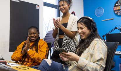 Young people laughing together