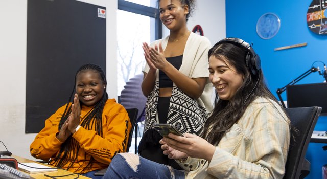Young people laughing together