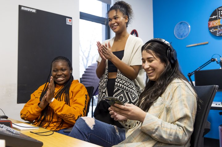 Young people laughing together